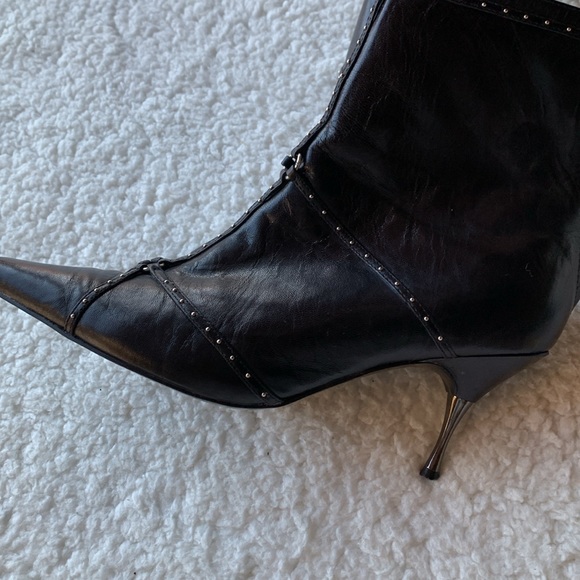 Black Leather Colin Stuart Studded Booties. - Picture 3 of 6
